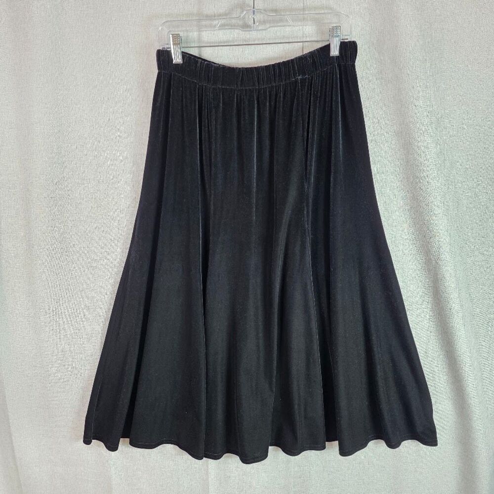 VTG Double D Ranch Black Velvet Skirt XL Flared Western Whimsigoth Made in USA